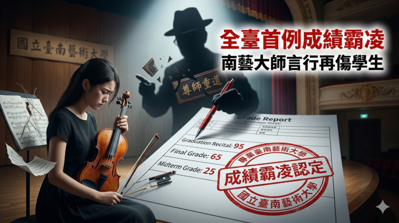 國立臺南藝術大學首例成績霸凌案延燒　家長控教師不當言行造成學生二度傷害