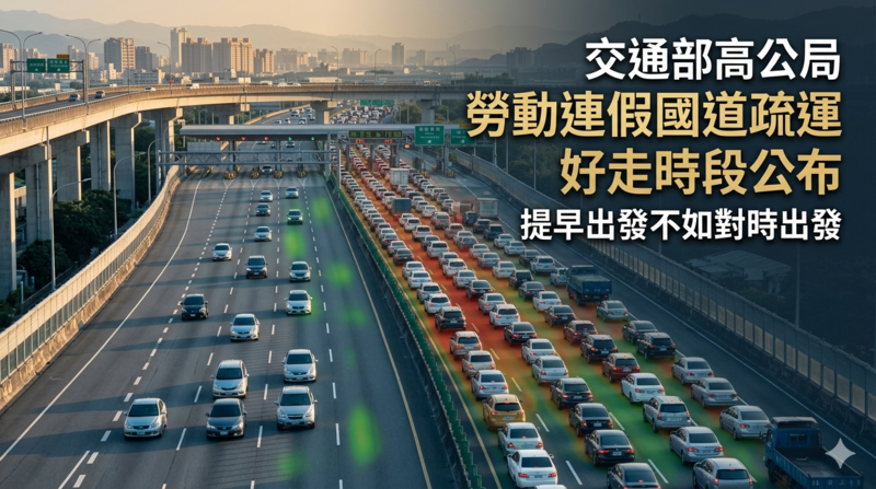交通部高公局公布勞動連假好走時段　提早出發不如對時出發避開國道壅塞