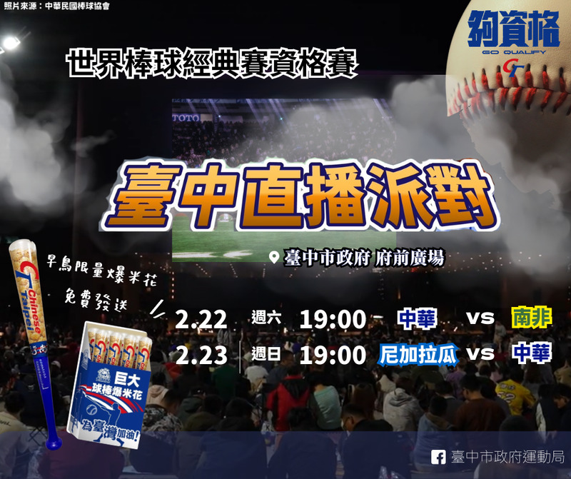 2025  WBC經典賽資格賽2/22、23日 臺中市府前廣場直播活動