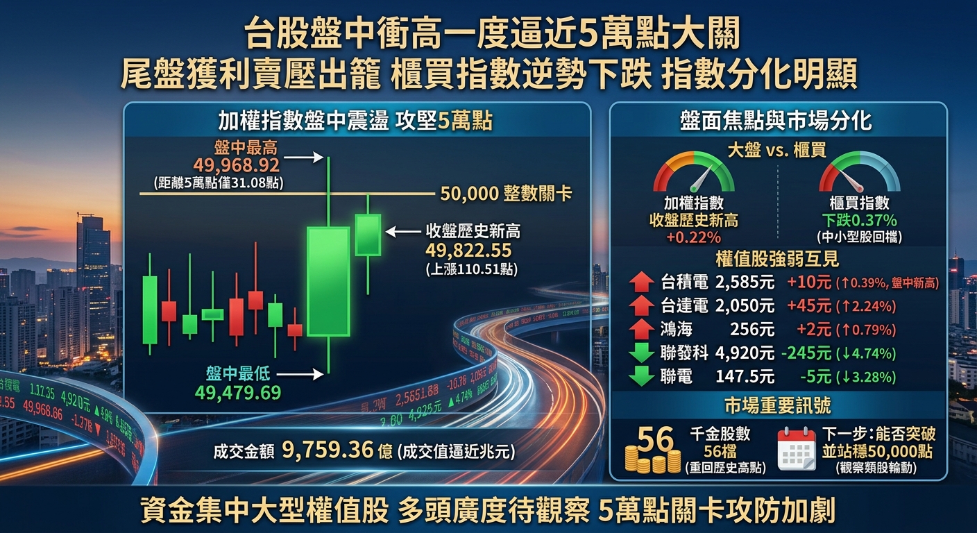 台股5萬點只差一步　指數創新高背後多空分歧浮現