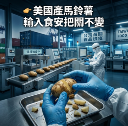 行政院強調美國產加工用馬鈴薯輸入食安標準不變　龍葵鹼超標將整批退運或銷燬　農業部與衛福部雙重把關