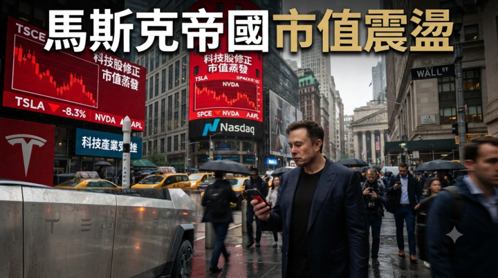 馬斯克旗下Tesla、SpaceX市值一週蒸發逾12兆台幣　財報與高估值壓力衝擊美國科技股