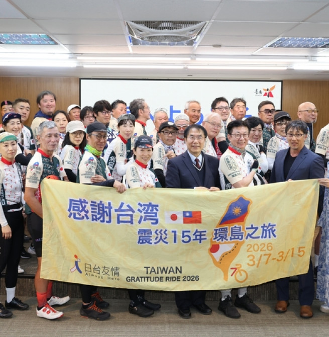 臺南市長黃偉哲迎接日本自行車感恩環台團隊　以臺南美食款待共祈臺日患難與共友誼長存