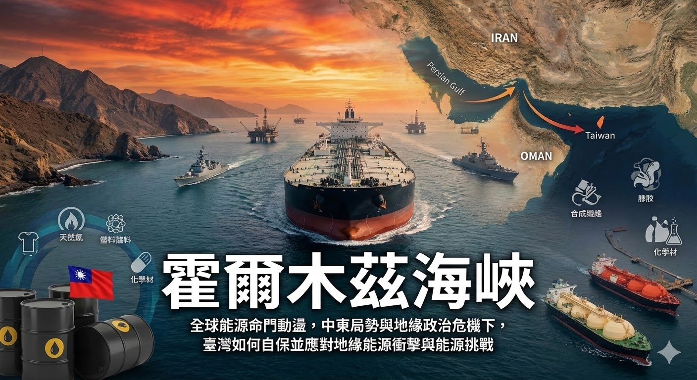 全球能源命門動盪升高，霍爾木茲海峽風險加劇，中東局勢與地緣政治危機讓臺灣地緣能源衝擊與能源挑戰迫在眉睫
